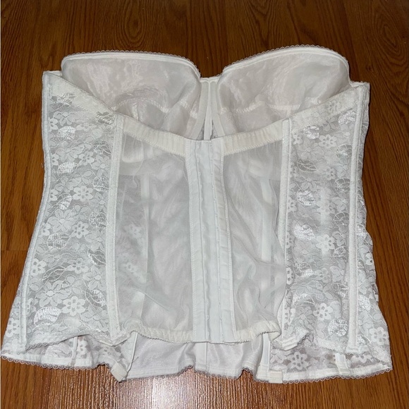 Dominique 42DD strapless White Satin lace Torsolette 8949 Corset longline bra - Picture 4 of 10